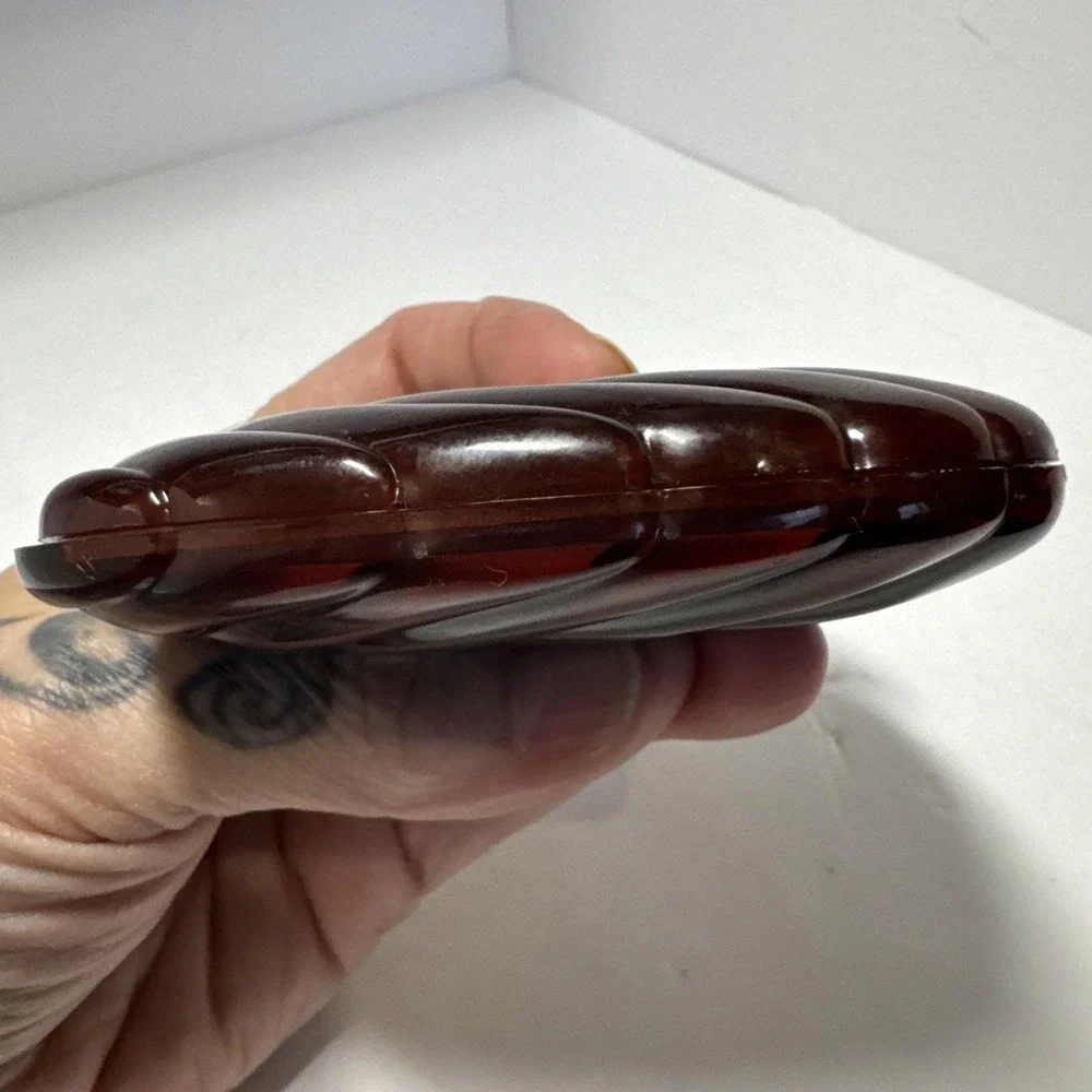 VTG Double Sided Compact Lighted Makeup Mirror Brown Tortoise Plastic 3.5x3.5